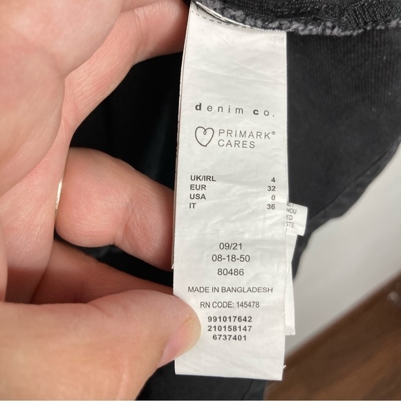 Primark Cares black denim mini dress puffed sleeves size 0 - Picture 5 of 7
